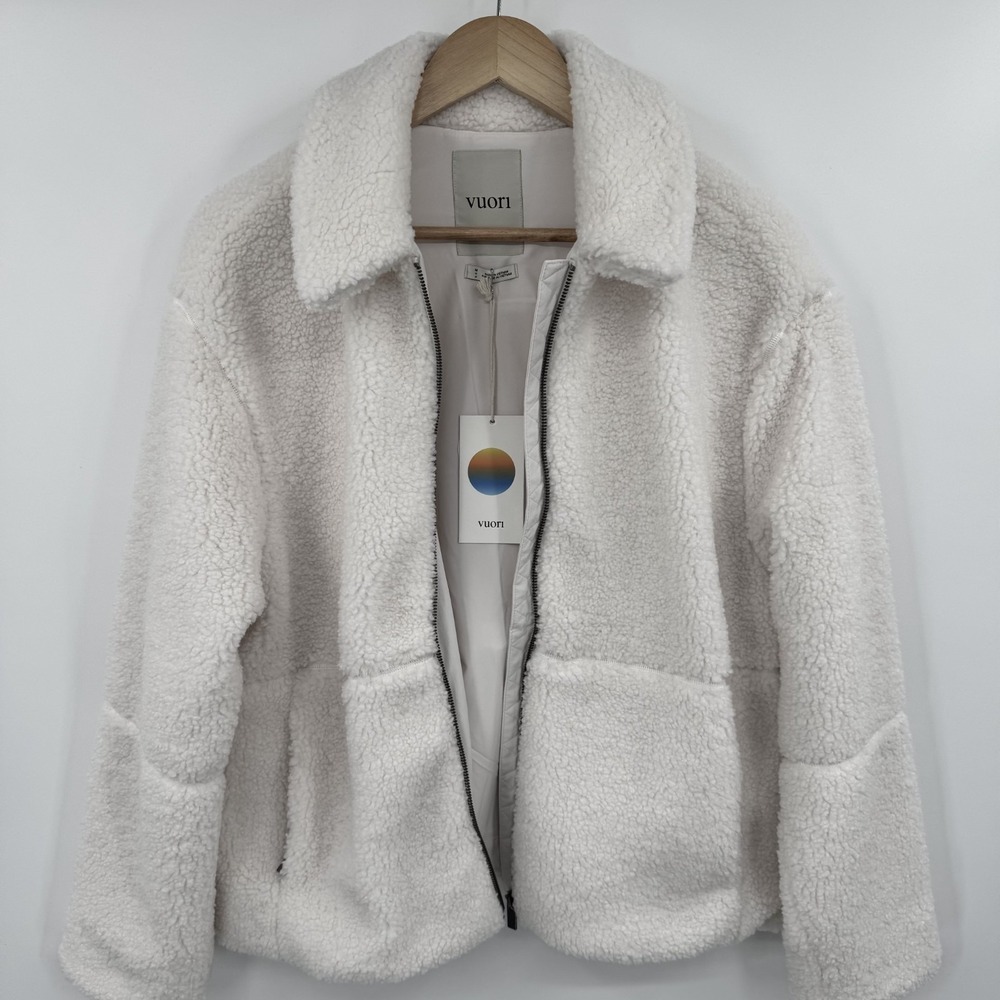 Vuori Lou Full Zip Jacket White Marshmallow Color Cozy Chic Fleece Sherpa M NEW - Picture 5 of 15